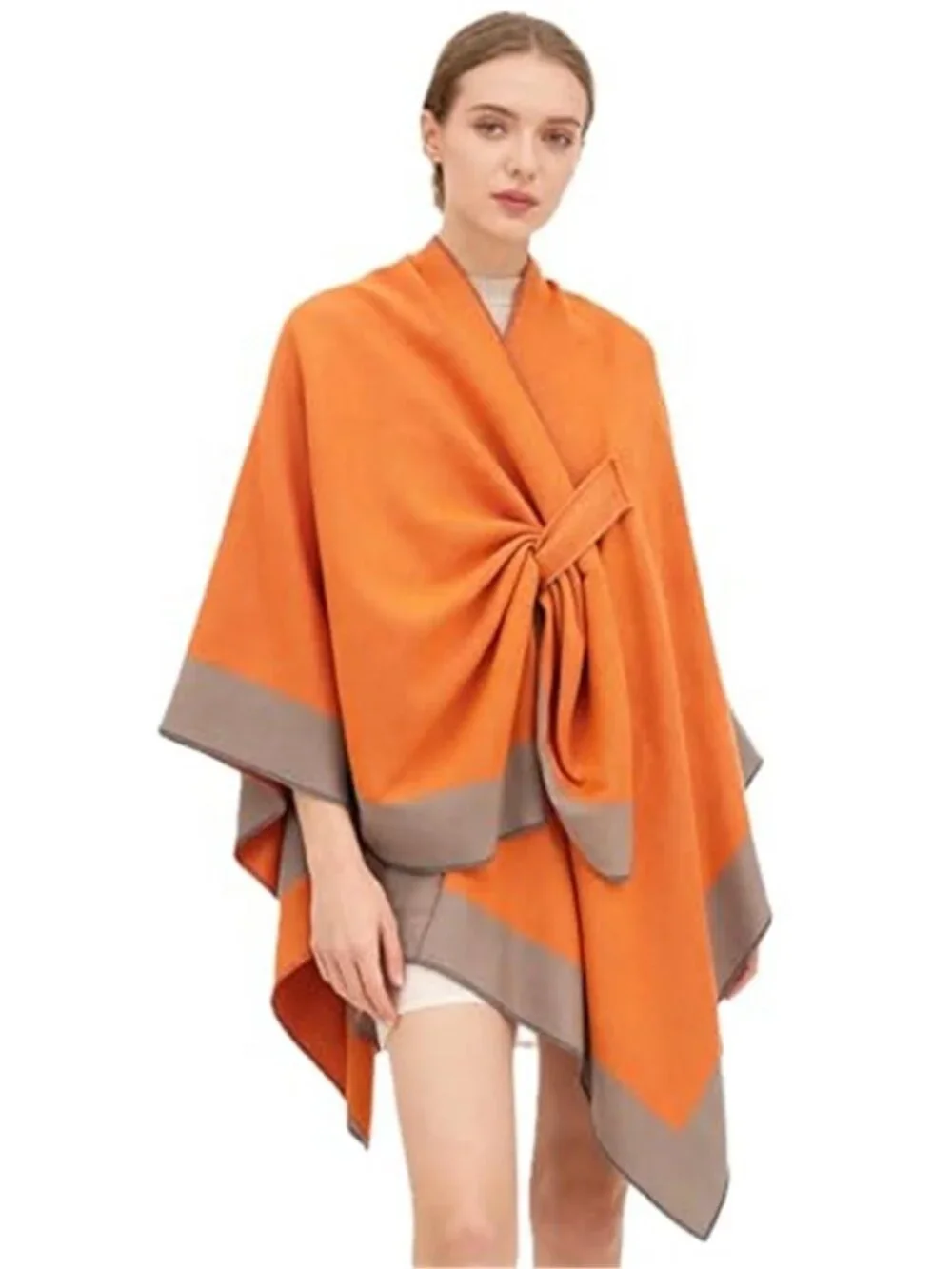 Women's Elegant Shawl Wraps, Soft Open Front Poncho Cape, Reversible Casual